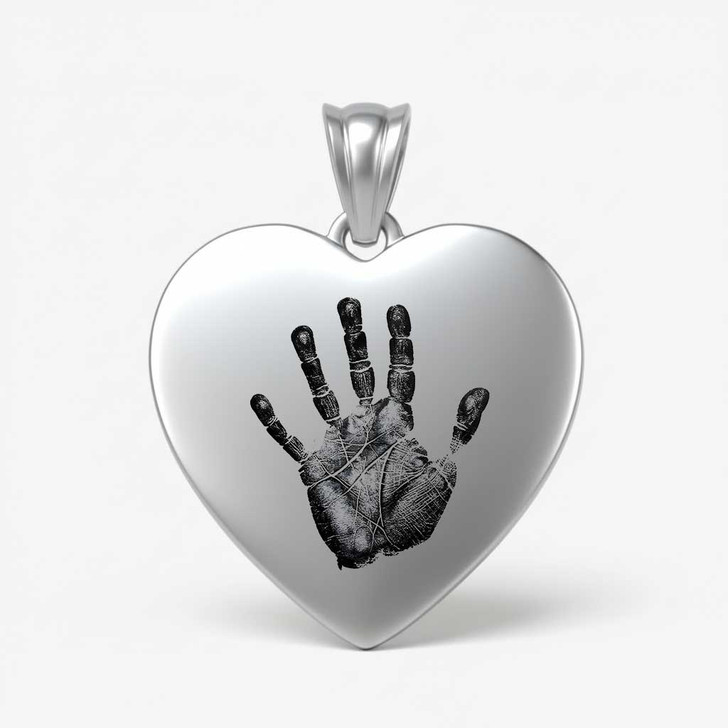 Heart Custom Hand Print / Foot Print Baby Infant Memorial Necklace