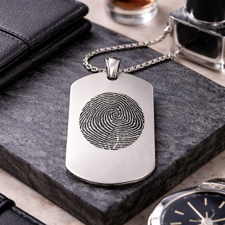 Dog Tag Custom Fingerprint Memorial Jewelry Necklace