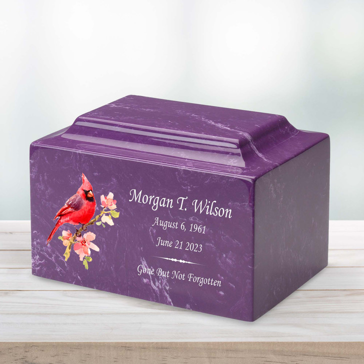 Cardinal Watercolor Classic Cultured Marble Cremation Urn