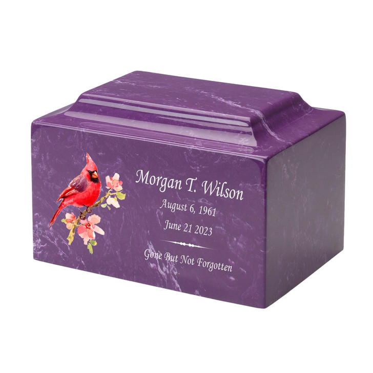 Cardinal Watercolor Classic Cultured Marble Cremation Urn