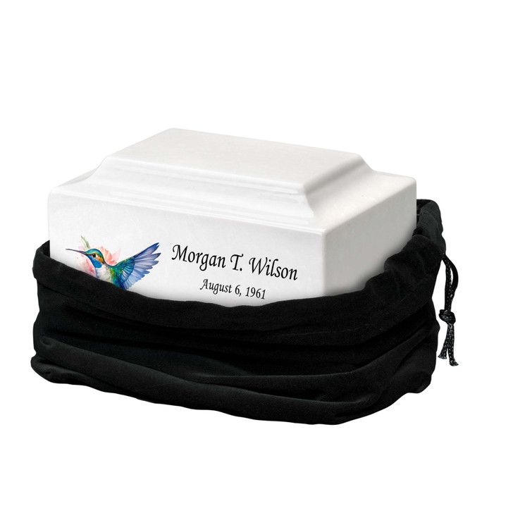 Hummingbird Watercolor Classic Cultured Marble Cremation Urn