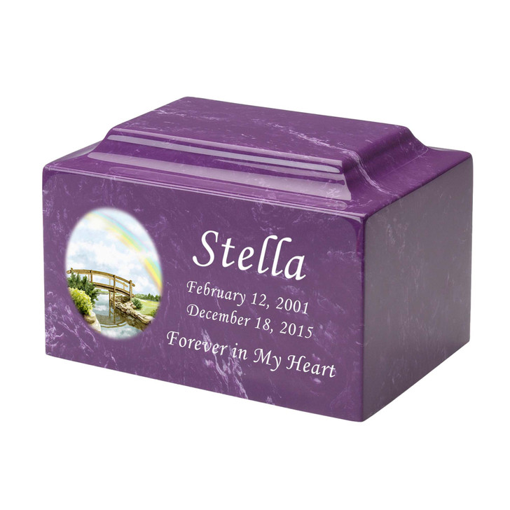 Rainbow Bridge Watercolor Pet Classic Cultured Marble Cremation Urn