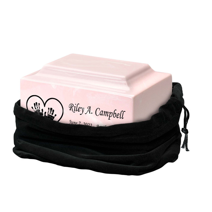 Handprints in Heart Baby Infant Child Classic Cultured Marble Cremation Urn