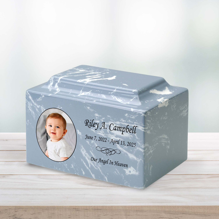 Custom Photo Baby Infant Child Classic Cultured Marble Cremation Urn
