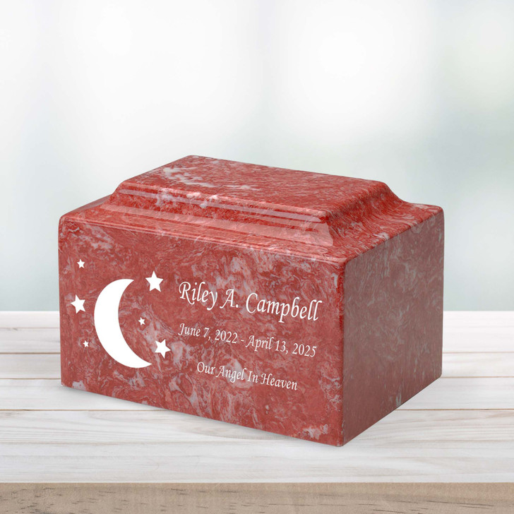 Moon and Stars Baby Infant Child Classic Cultured Marble Cremation Urn