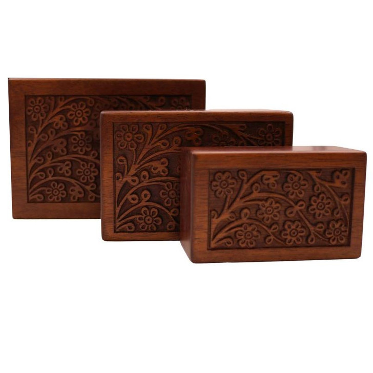 Sheesham Pet Service Wood Urns – Nested 3 Sizes (S/M/L) – 36pc Case (12 of Each Size)