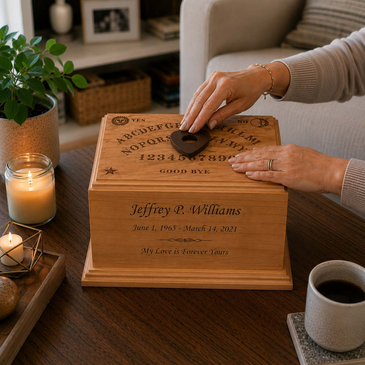 Ouija Board Cremation Urn Solid Cherry Wood Cremation Urn