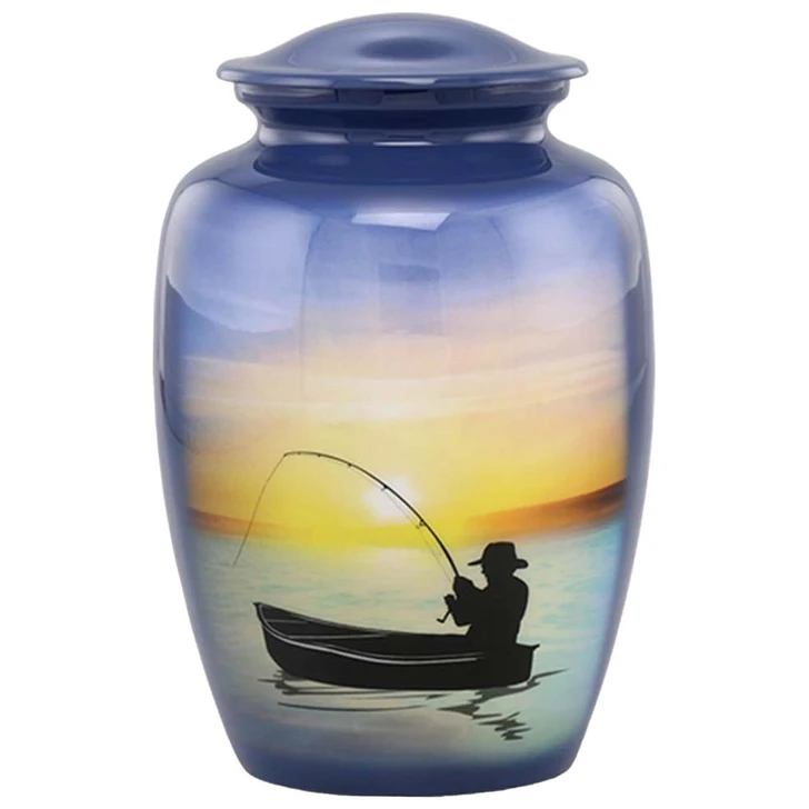 Fisherman at Sunset Hand-Painted Cremation Urn