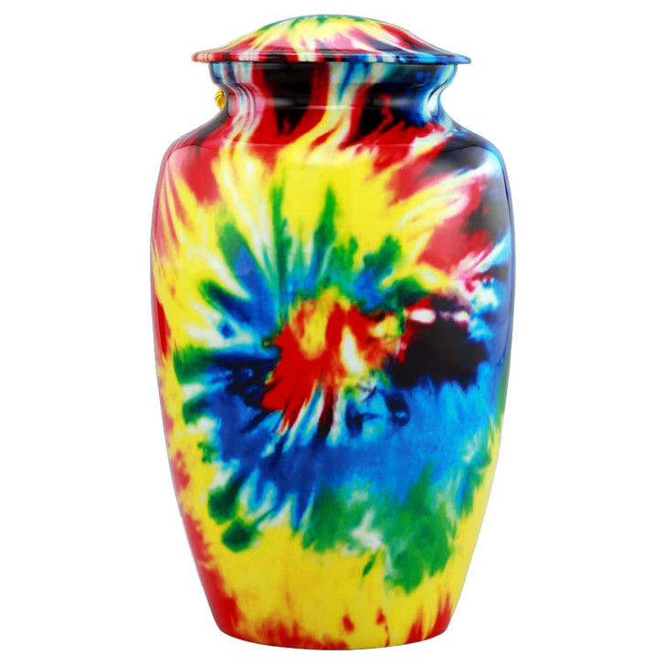 Rainbow Tie-Dye Hand-Painted Cremation Urn