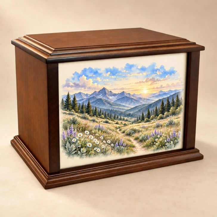 Mountain Meadow Eternal Reflections Wood Cremation Urn