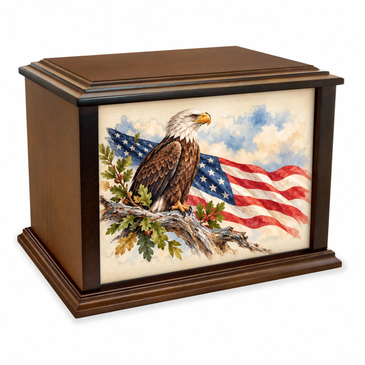 Valor Eagle Flag Eternal Reflections Wood Cremation Urn