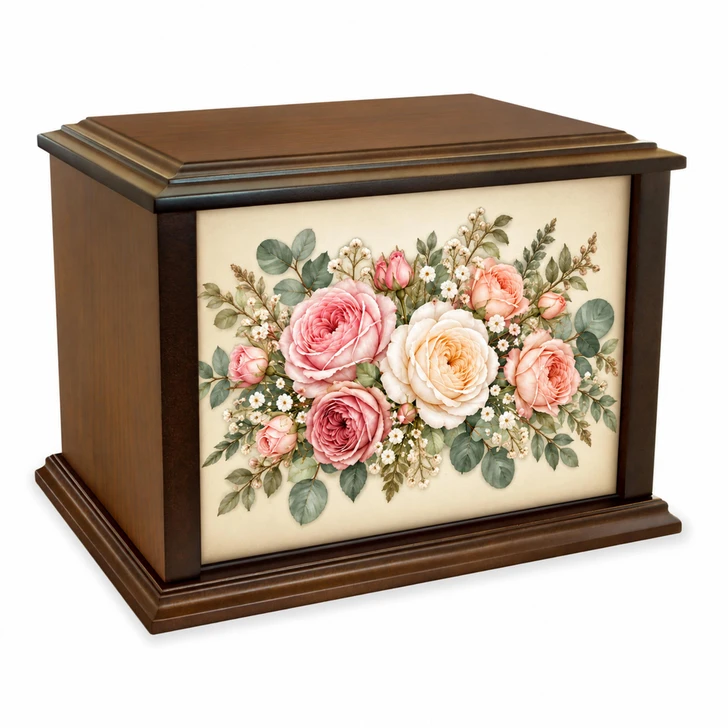 Rose Bouquet Eternal Reflections Wood Cremation Urn