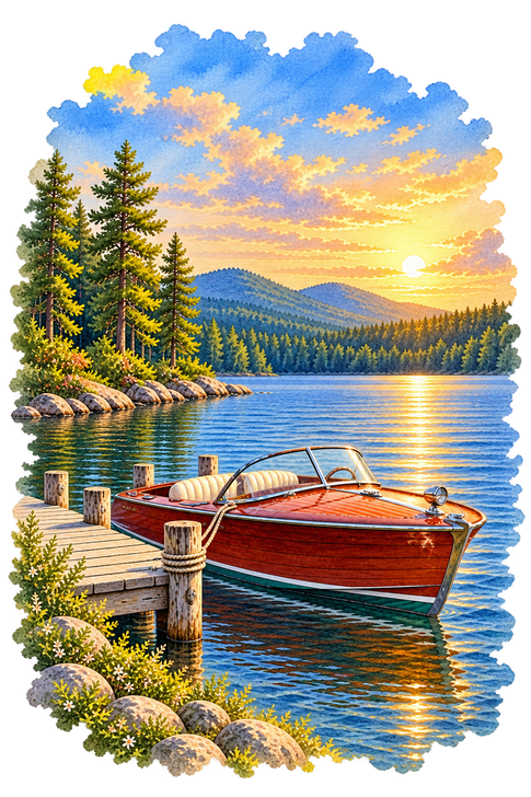 Runabout Lake Tower Cherry Wood Cremation Urn