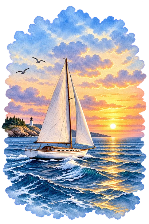 Atlantic Sailing Tower Cherry Wood Cremation Urn