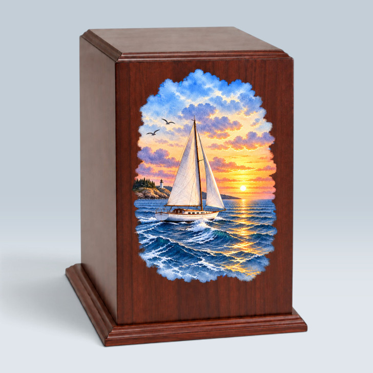 Atlantic Sailing Tower Wood Cremation Urn