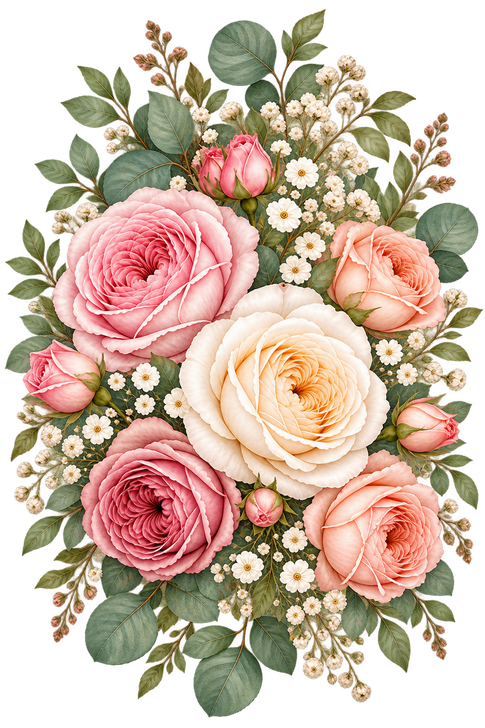 Rose Bouquet Tower Cherry Wood Cremation Urn