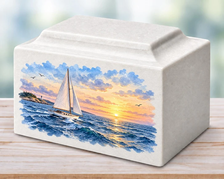 Valor Eagle Flag Classic MacKenzie Cultured Marble Cremation Urn