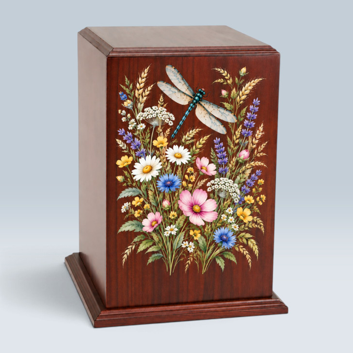 Dragonfly Summer Tower Wood Cremation Urn