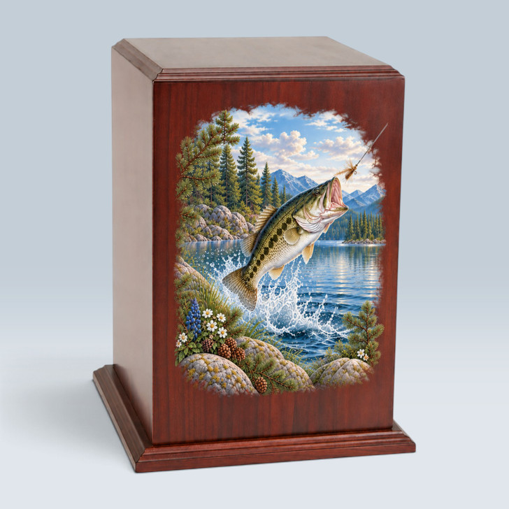 Fishing at Dawn Tower Wood Cremation Urn