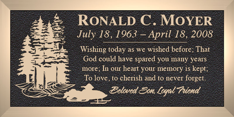 Snowmobile - Cast Bronze Memorial Cemetery Marker