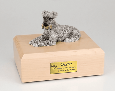 Silver Schnauzer Dog Figurine Pet Cremation Urn - 202