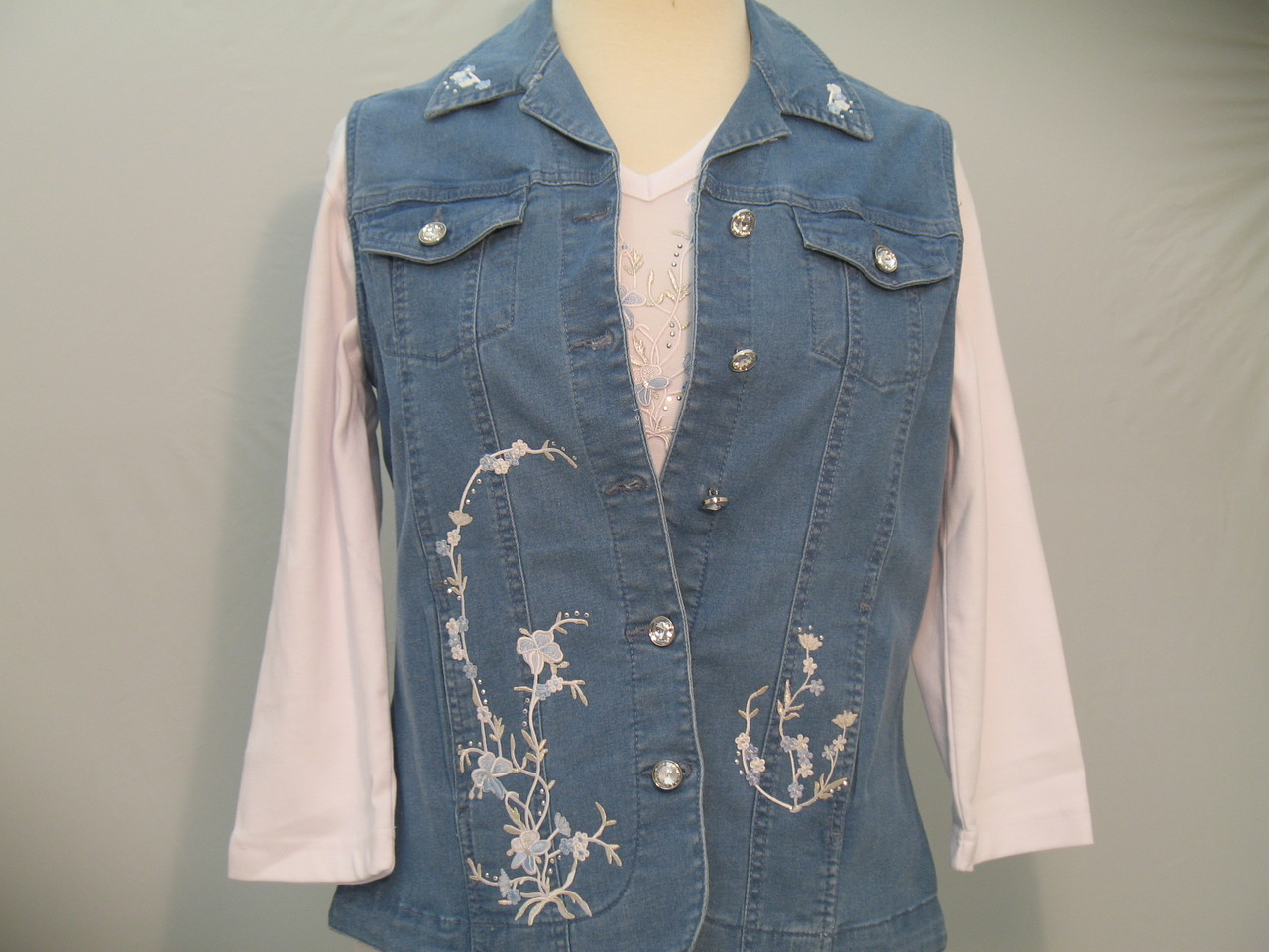 Powder Blue Floral Vest Schrock Shoppes