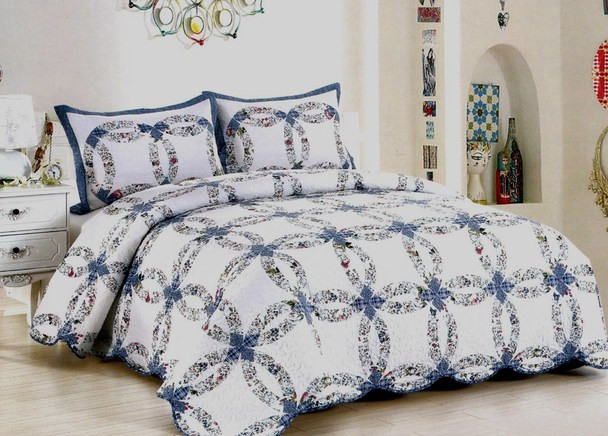 Romantic Wedding Ring Queen Quilt SET Schrock Shoppes
