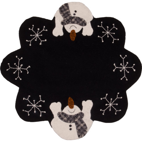 Snow Day Black Candle Mat