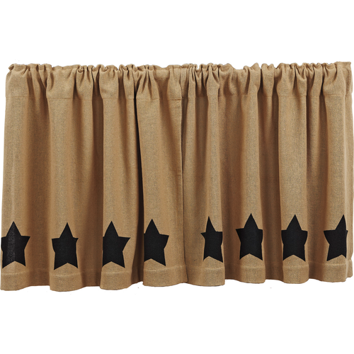 Burlap Natural Tier Black Stencil Stars Set of 2 L24xW36