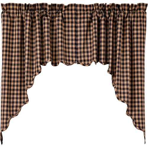 Black Check Scalloped Swag Set of 2 36x36x16