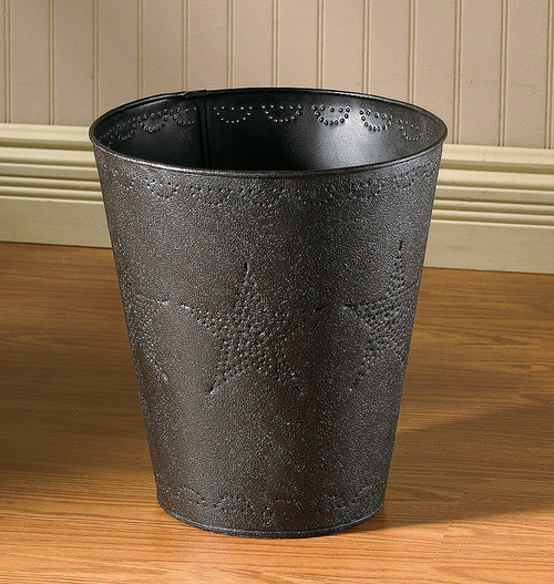 STAR PUNCHED WASTE BASKET BLK