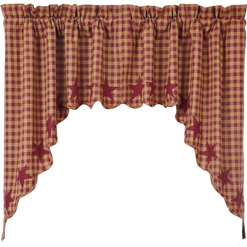 Burgundy Star Scalloped Swag Set of 2 36x36x16