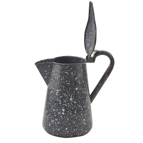 GRANITE ENAMELWARE PITCHER WITH LID GRAY