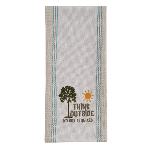 THINK OUTSIDE EMBROIDERED DISHTOWEL