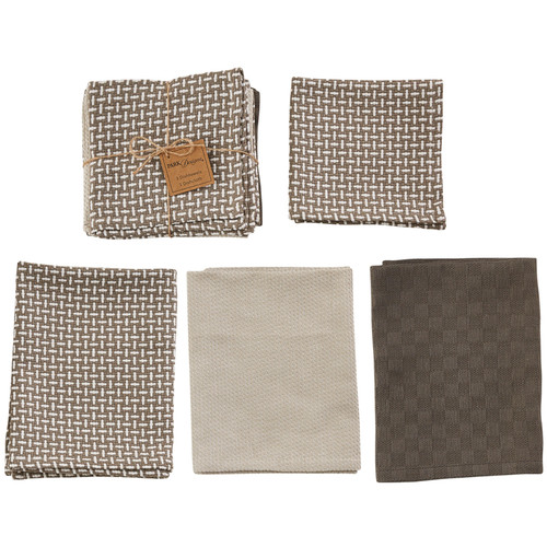 WEATHERED OAK 3 DISHTOWEL 1 DISHCLOTH SET