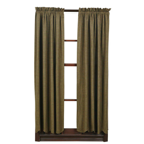 Tea Cabin Green Plaid Short Panel Set of 2 63x36