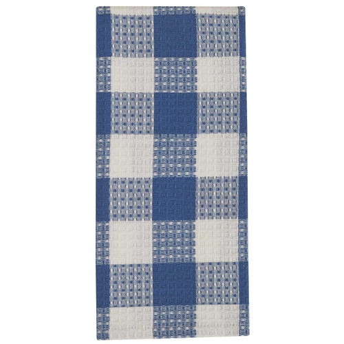 WICKLOW CHECK WAFFLE DISHTOWEL - CHINA BLUE