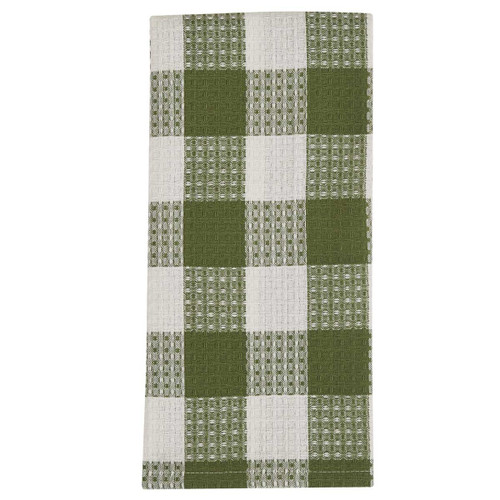 WICKLOW CHECK WAFFLE DISHTOWEL - SAGE