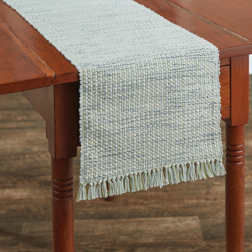 BASKETWEAVE TABLE RUNNER 13X36 BARELY BLUE