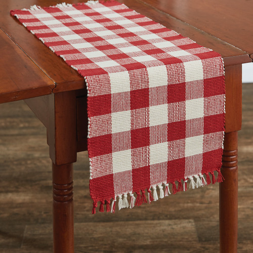 WICKLOW CHECK TABLE RUNNER 13X36 RED/CREAM