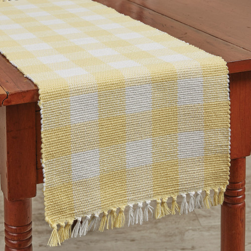 WICKLOW CHECK YARN TABLE RUNNER 13X36 YELLOW