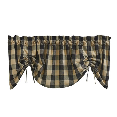 WICKLOW CHECK LINED FARMHOUSE VALANCE - BLACK