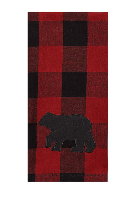 BUFFALO CHECK BEAR APPLIQUE DECORATIVE DISHTOWEL