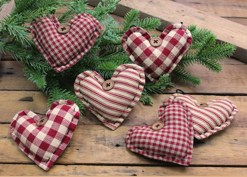 C Heart  - set of 6 Red Orn