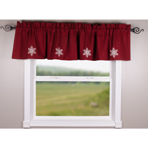 C Snowflake Red Valance