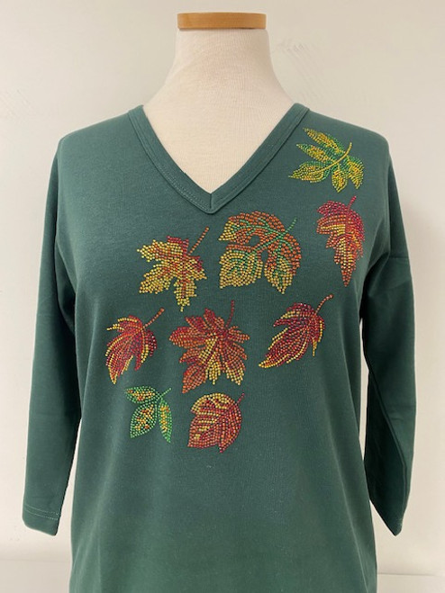 Falling Leaf 3/4 Sleeve V-Neck