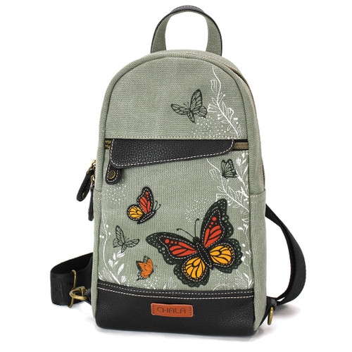 Canvas Sling Bag - Monarch Butterfly