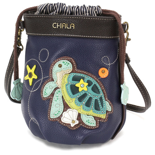 Drawstring Bucket Bag - RFID - Turtle A - navy