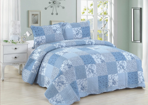 Blue Patch Queen Quilt SET