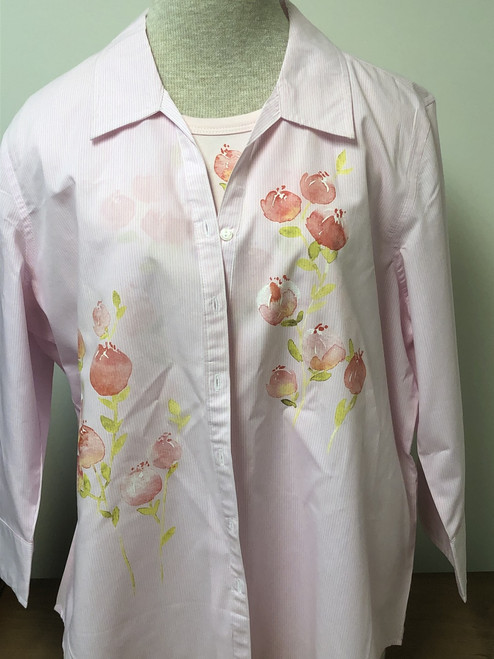 Peach Flowers 3/4 Sleeve Shirt